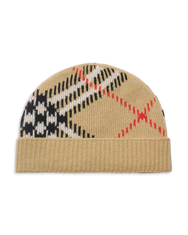 Шапка-Бини из кашемировой смеси в клетку Burberry, бежевый
Шапка-Бини из кашемировой смеси в клетку Burberry, бежевый