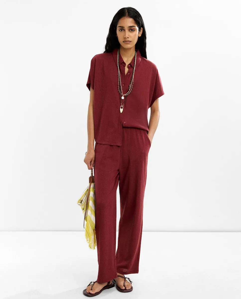 Женские прямые брюки с эластичным поясом и боковыми карманами Parfois, бордовый
Женские прямые брюки с эластичным поясом и боковыми карманами Parfois, бордовый