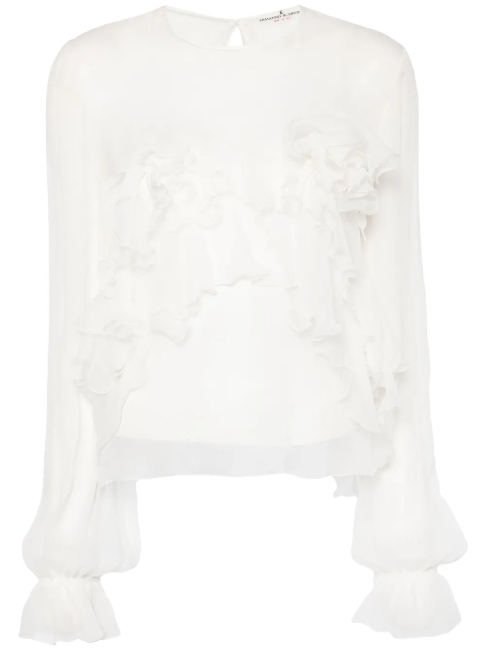 Шелковая блузка с цветочной аппликацией Ermanno Scervino, белый
Шелковая блузка с цветочной аппликацией Ermanno Scervino, белый