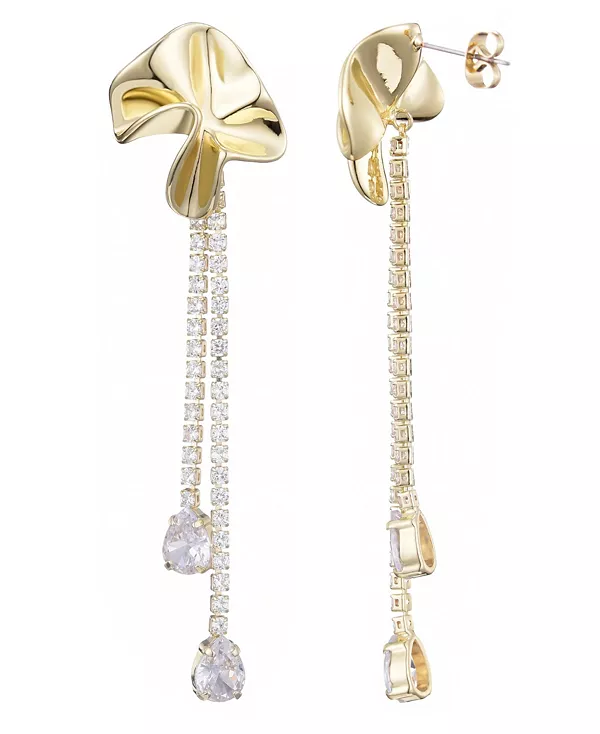 Теннисные серьги-подвески с позолоченными кристаллами и цветами Adornia, gold
Теннисные серьги-подвески с позолоченными кристаллами и цветами Adornia, gold