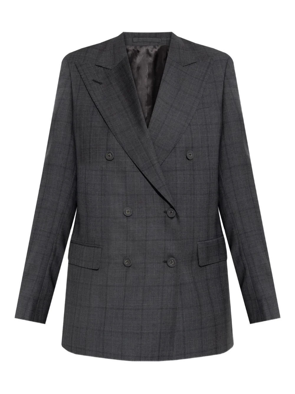 Двубортный пиджак в клетку Officine Generale, серый
Двубортный пиджак в клетку Officine Generale, серый
