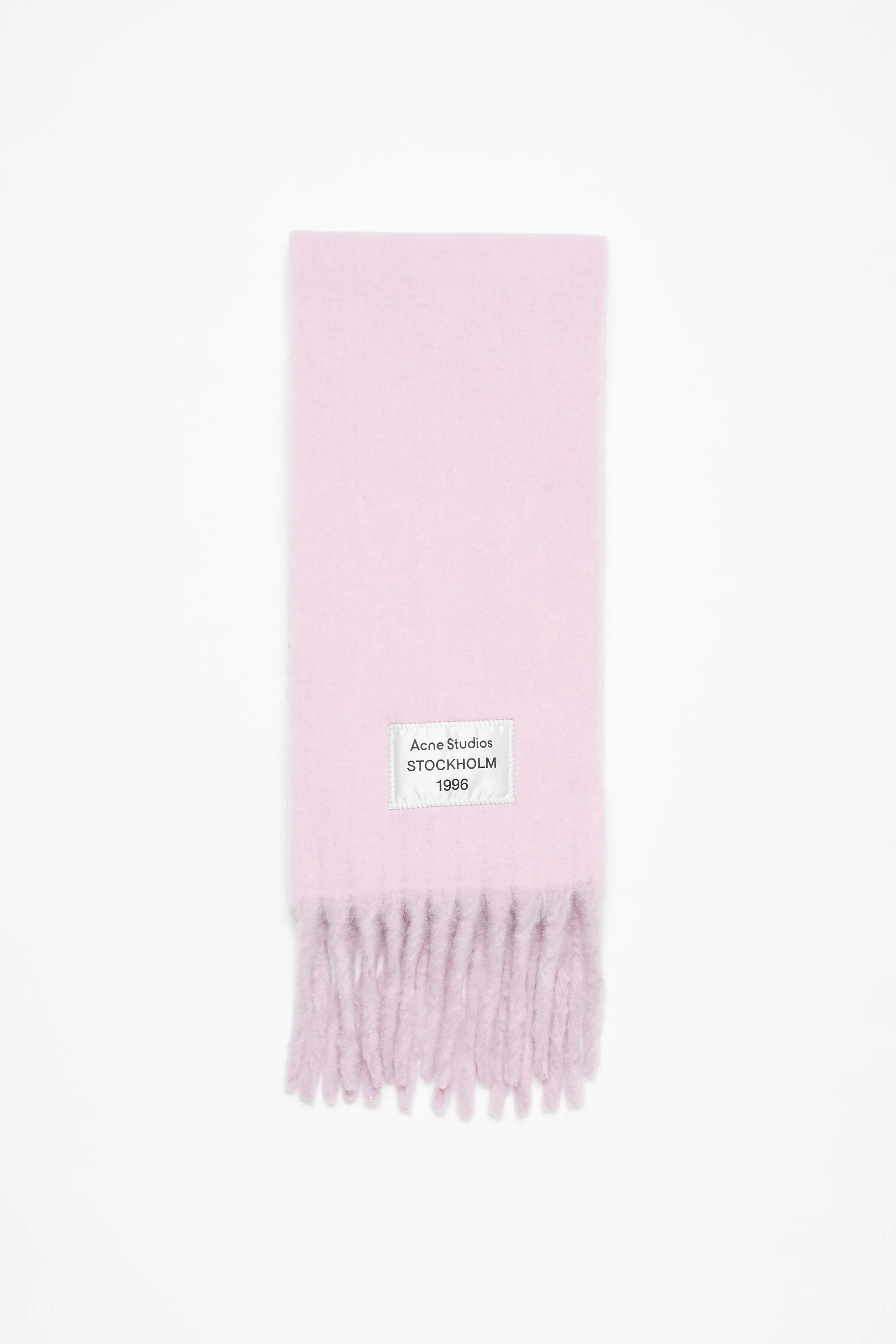 Этикетка с логотипом шарфа с бахромой Acne Studios, Pink/lilac
Этикетка с логотипом шарфа с бахромой Acne Studios, Pink/lilac