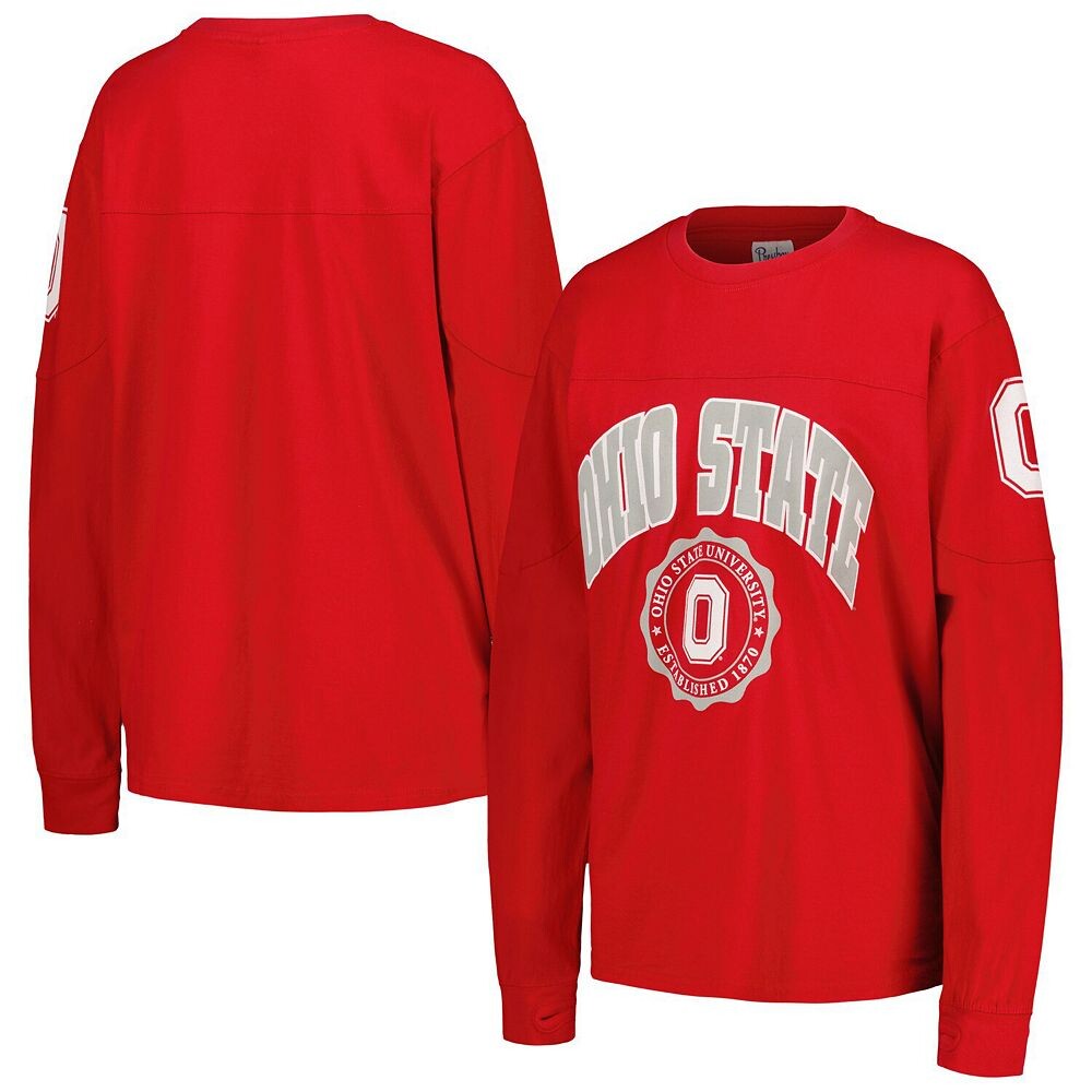 Женская футболка Pressbox Scarlet Ohio State Buckeyes Edith с длинными рукавами, цвет Osu Red 
Женская футболка Pressbox Scarlet Ohio State Buckeyes Edith с длинными рукавами, цвет Osu Red