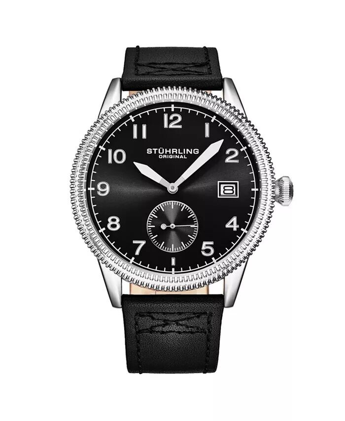 Мужские часы Aviator, черная кожа, черный циферблат, круглые часы 51 мм Stuhrling
Мужские часы Aviator, черная кожа, черный циферблат, круглые часы 51 мм Stuhrling
