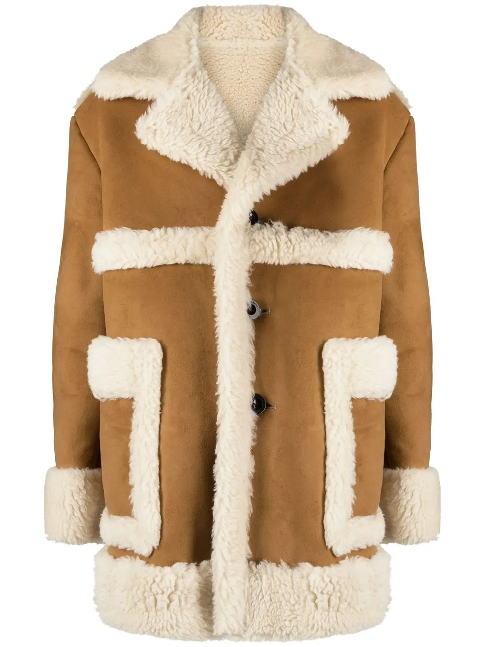 Однобортное пальто из шерпы SACAI, коричневый
Однобортное пальто из шерпы SACAI, коричневый