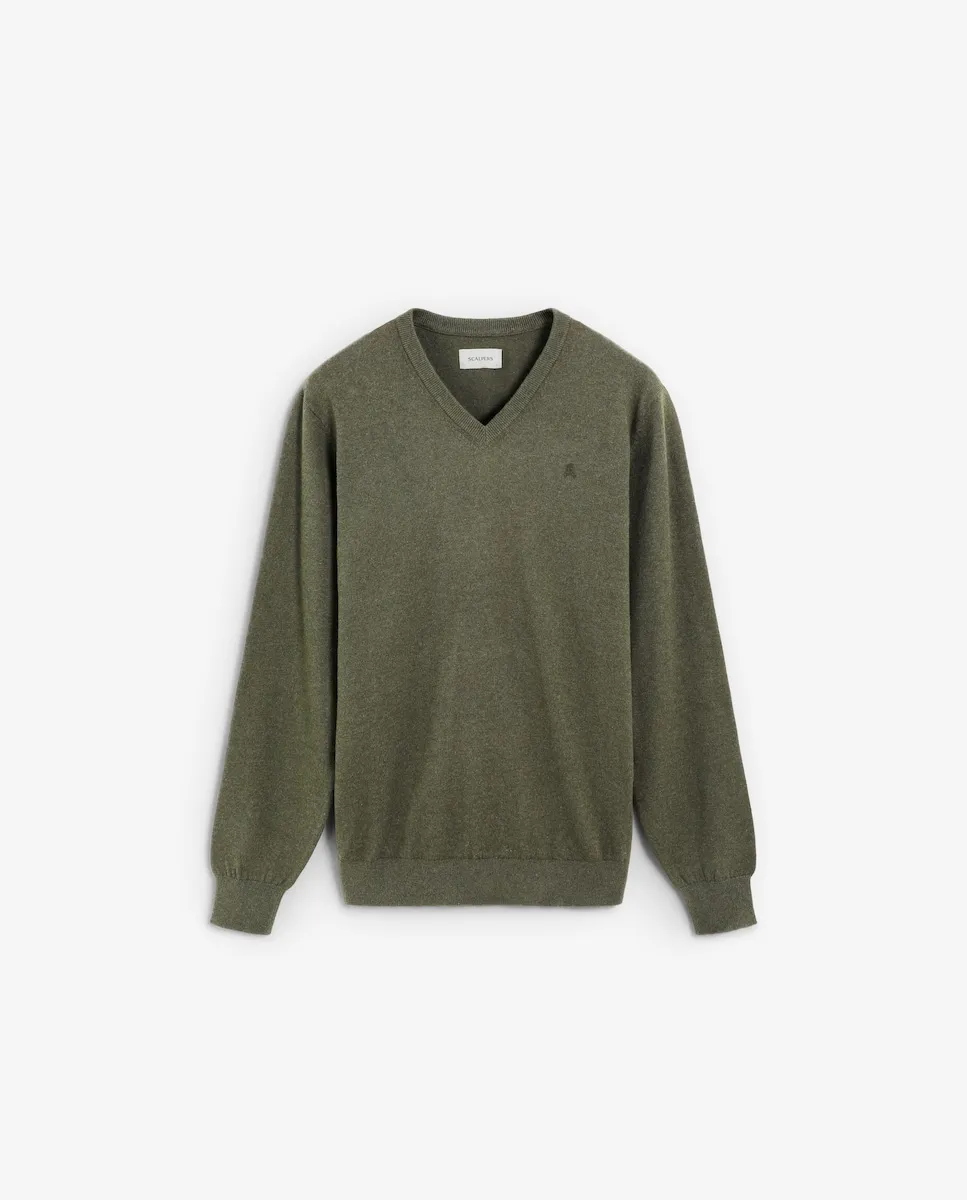 Мужской джемпер с V-образным вырезом, обычный крой Scalpers, хаки
Мужской джемпер с V-образным вырезом, обычный крой Scalpers, хаки