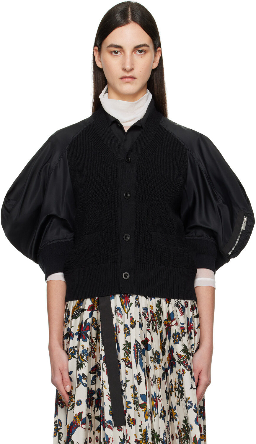 Кардиган из нейлоновой саржи и трикотажа sacai, черный
Кардиган из нейлоновой саржи и трикотажа sacai, черный