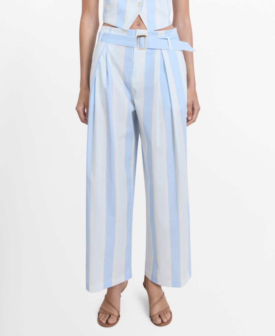 Женские брюки-кюлоты в полоску с поясом MANGO, Sky Blue
Женские брюки-кюлоты в полоску с поясом MANGO, Sky Blue