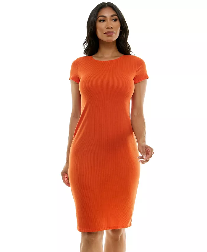 Женское платье-футболка миди с короткими рукавами и рубчиком Bebe, оранжевый
Женское платье-футболка миди с короткими рукавами и рубчиком Bebe, оранжевый