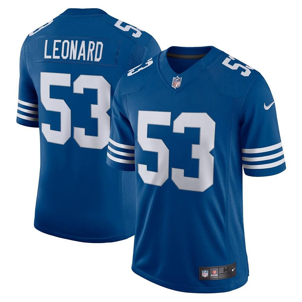 Мужское джерси Nike Darius Leonard Royal Indianapolis Colts Alternate Vapor Limited, цвет Clt Blue
Мужское джерси Nike Darius Leonard Royal Indianapolis Colts Alternate Vapor Limited, цвет Clt Blue
