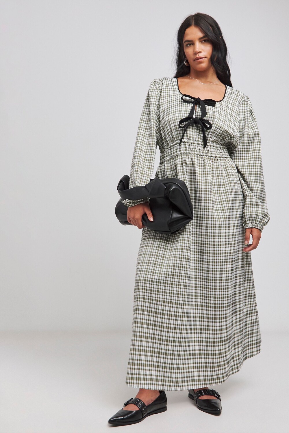 Платье миди в клетку с бантом спереди Simply Be, зеленый
Платье миди в клетку с бантом спереди Simply Be, зеленый