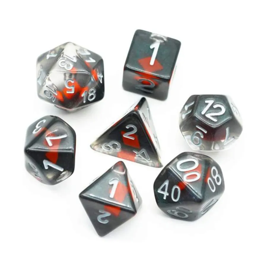 Набор Poly — костюм кубиков, бриллианты с белым (7), Dice Sets - Resin/Acrylic - Red, Orange, Yellow, & Pink (Foam Brain Games) 
Набор Poly — костюм кубиков, бриллианты с белым (7), Dice Sets - Resin/Acrylic - Red, Orange, Yellow, & Pink (Foam Brain Games)