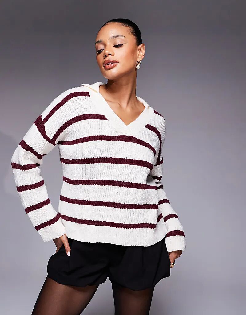 Джемпер Princess Polly Forte с V-образным вырезом и воротником в красную и кремовую полоску
Джемпер Princess Polly Forte с V-образным вырезом и воротником в красную и кремовую полоску