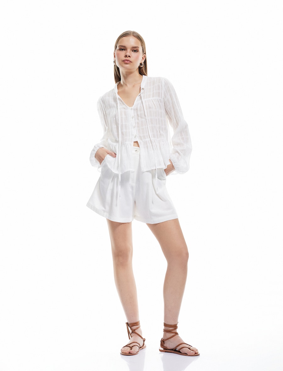 Свободные брюки со складками спереди Koton, белый
Свободные брюки со складками спереди Koton, белый