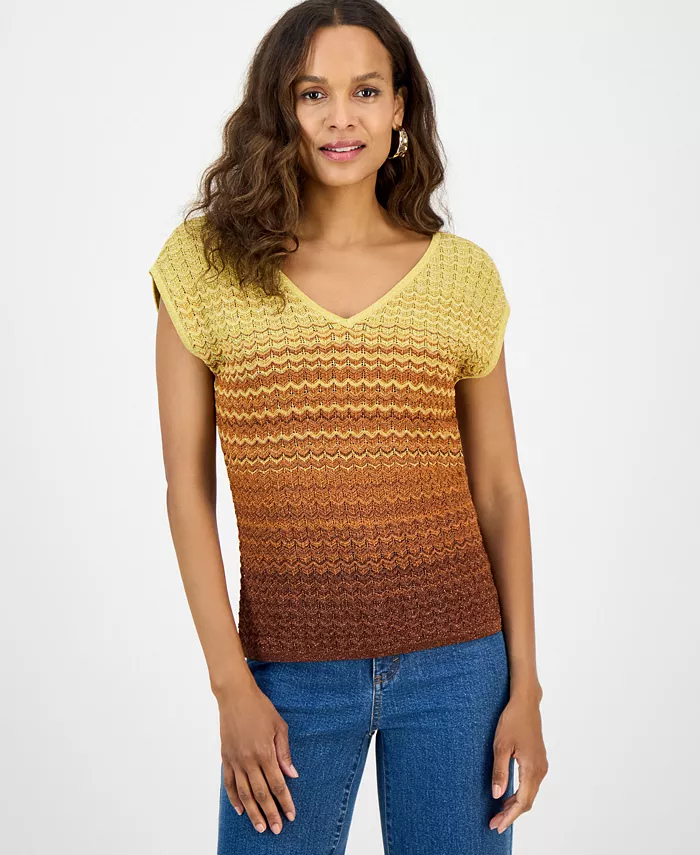 I.N.C International Concepts Petite Топ с вязаными омбре-полосками I.N.C. International Concepts, оранжевый 
I.N.C International Concepts Petite Топ с вязаными омбре-полосками I.N.C. International Concepts, оранжевый