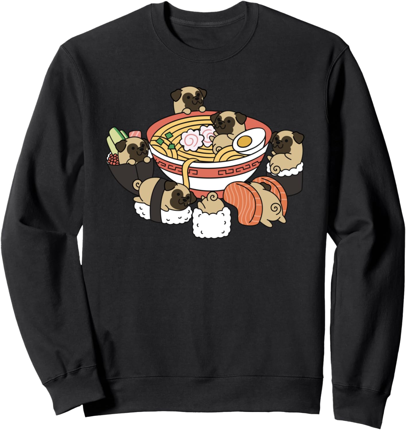 Толстовка с изображением мопса и рисунков на тему рамена и суши Funny Pug Gifts, черный
Толстовка с изображением мопса и рисунков на тему рамена и суши Funny Pug Gifts, черный