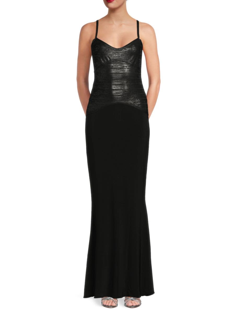 Фиолетовое платье-двойка с V-образным вырезом Иллюзия Hervé Léger, цвет Black Foil
Фиолетовое платье-двойка с V-образным вырезом Иллюзия Hervé Léger, цвет Black Foil