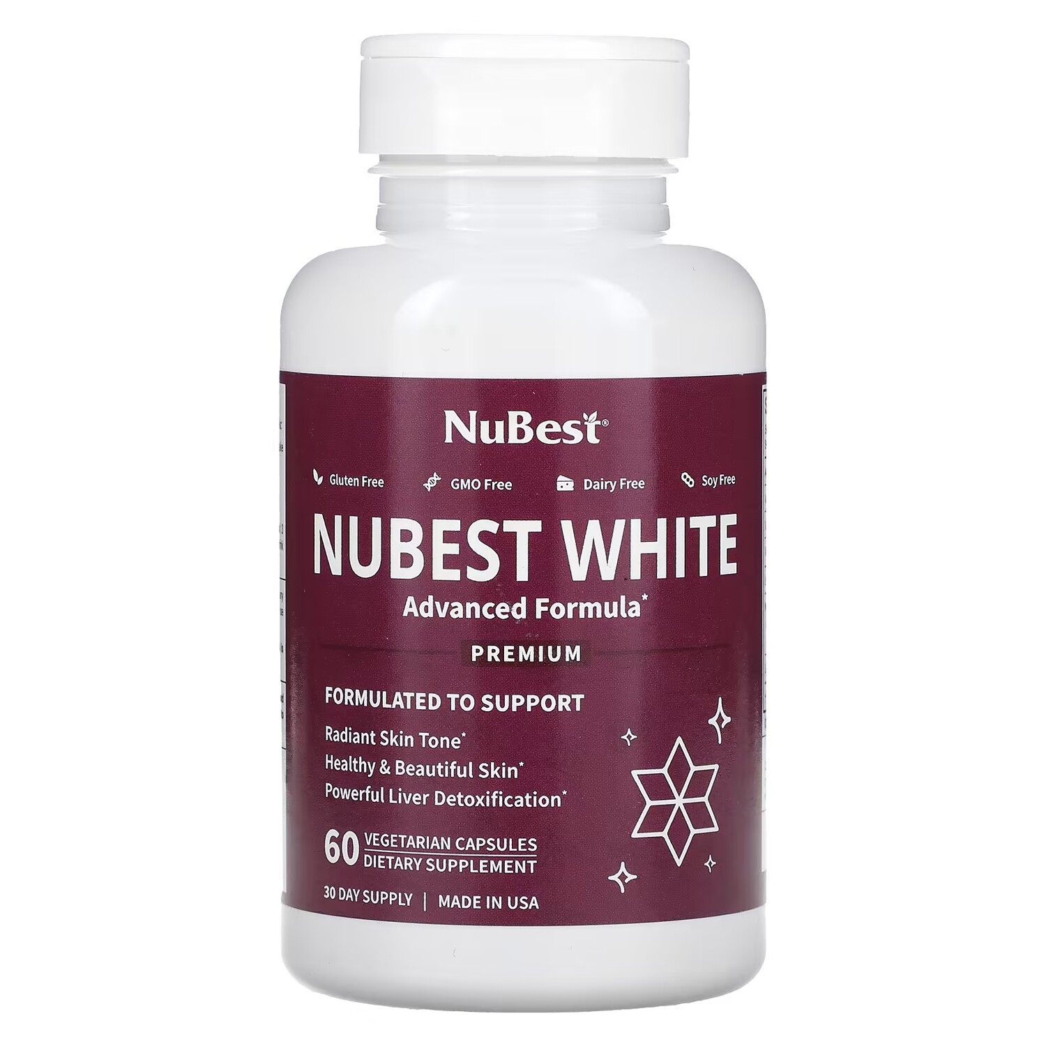 Добавка NuBest Nubest White, 60 вегетарианских капсул
Добавка NuBest Nubest White, 60 вегетарианских капсул