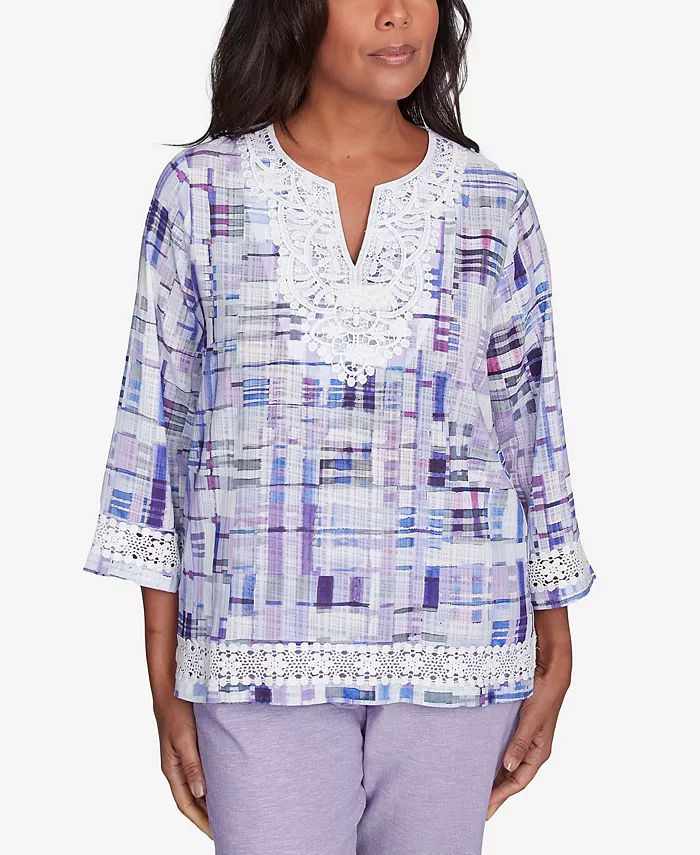 Топ Petite Crystal Springs с кружевом и акварельной клеткой Alfred Dunner, мультиколор
Топ Petite Crystal Springs с кружевом и акварельной клеткой Alfred Dunner, мультиколор