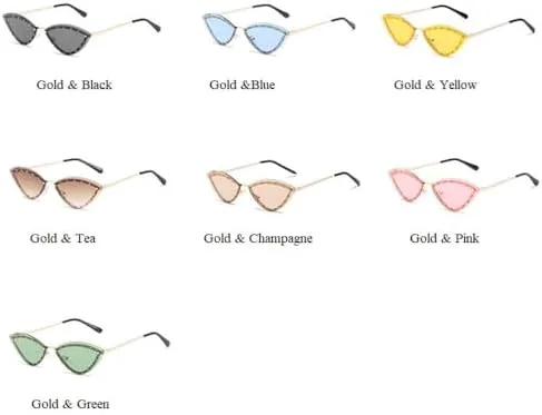 Солнцезащитные очки «кошачий глаз» из сплава, без оправы, с кристаллами, блестящие, женские, уникальные, элегантные, зеленые, со стразами MTZJH, Gold Tea
Солнцезащитные очки «кошачий глаз» из сплава, без оправы, с кристаллами, блестящие, женские, уникальные, элегантные, зеленые, со стразами MTZJH, Gold Tea