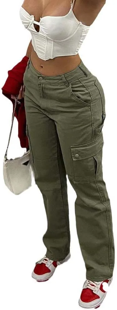 Прямые карго штаны с высокой талией
Прямые карго штаны с высокой талией