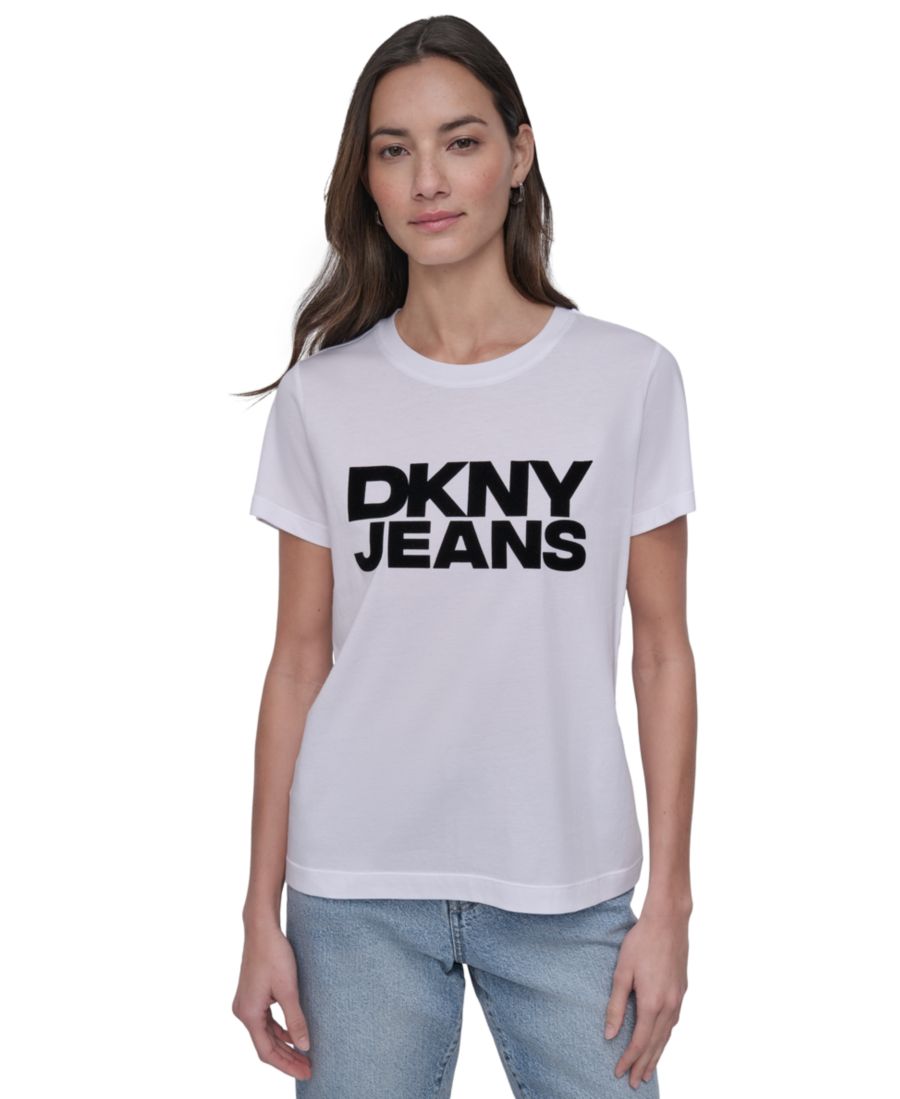 Женская футболка с круглым вырезом и бархатным логотипом DKNY Jeans, White/Black
Женская футболка с круглым вырезом и бархатным логотипом DKNY Jeans, White/Black