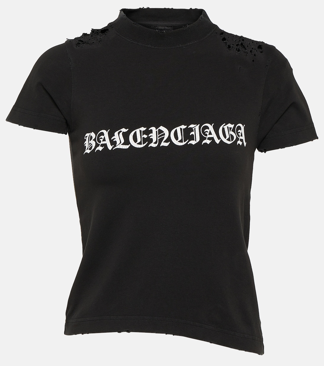 Готическая футболка из усаженного хлопкового материала Balenciaga, Faded Black/White 
Готическая футболка из усаженного хлопкового материала Balenciaga, Faded Black/White