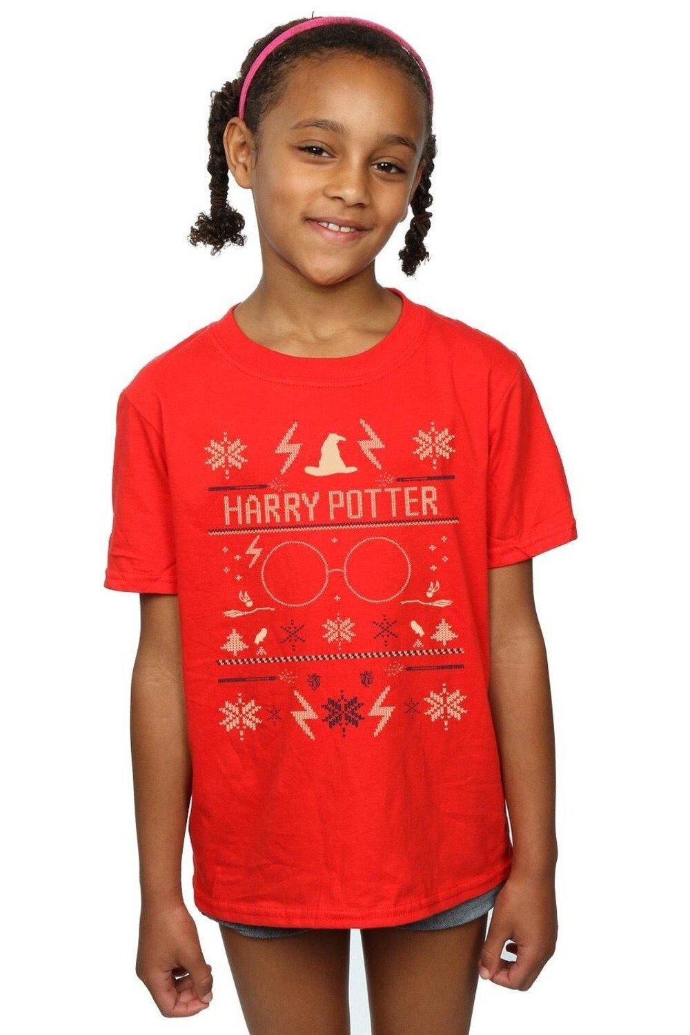 Хлопковая футболка с рождественским узором Harry Potter, красный
Хлопковая футболка с рождественским узором Harry Potter, красный