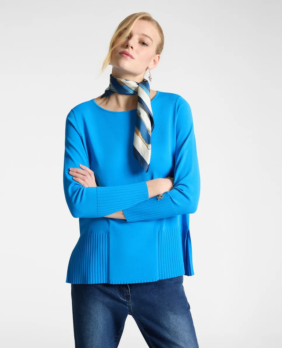 Женский однотонный джемпер с рубчатыми деталями Elena Miró, синий
Женский однотонный джемпер с рубчатыми деталями Elena Miró, синий