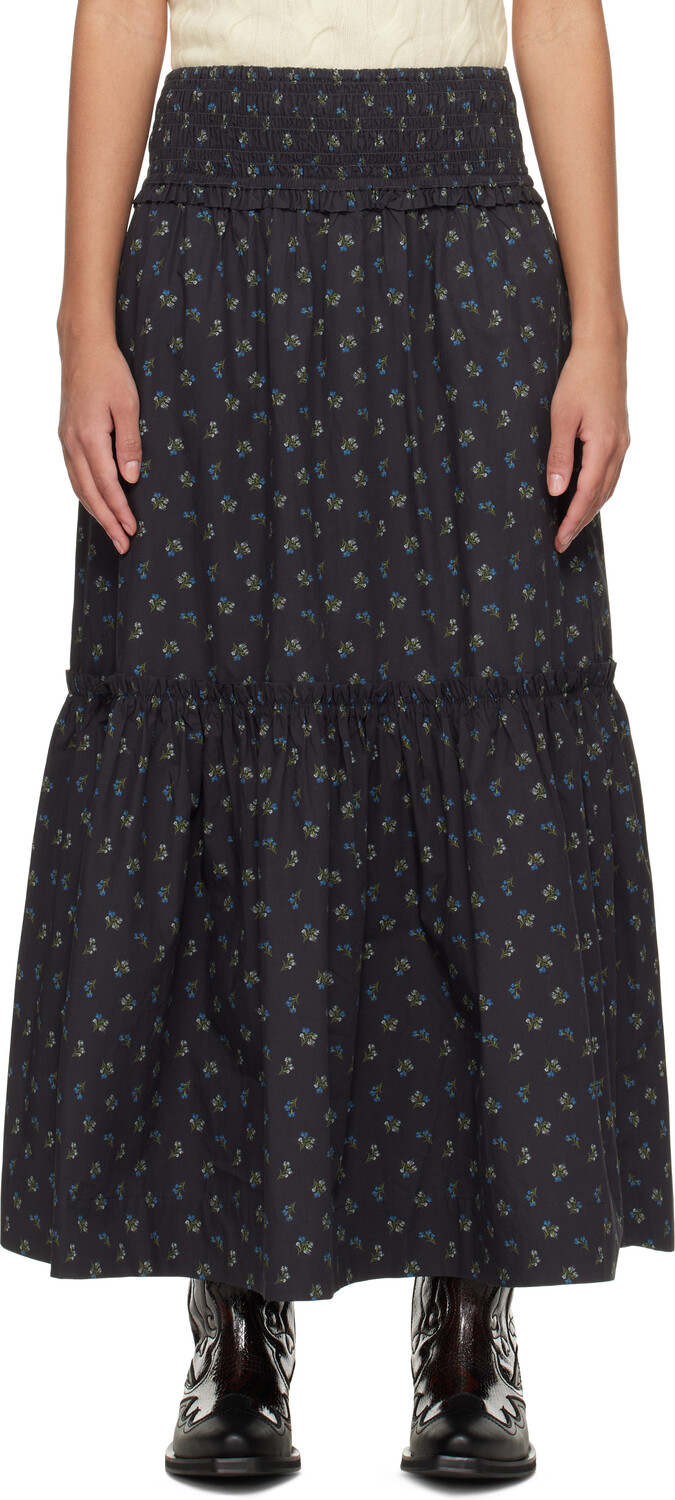 Черная юбка макси с цветочным принтом GANNI
Черная юбка макси с цветочным принтом GANNI