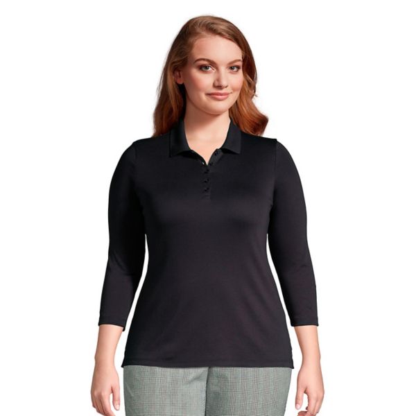 Плюс сайз поло с длинным рукавом из хлопка супима Lands' End, черный
Плюс сайз поло с длинным рукавом из хлопка супима Lands' End, черный