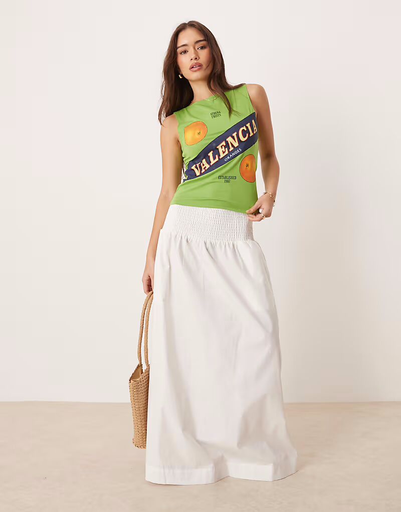 Юбка Vila из поплина в стиле бохо с присборенным поясом кремового цвета
Юбка Vila из поплина в стиле бохо с присборенным поясом кремового цвета