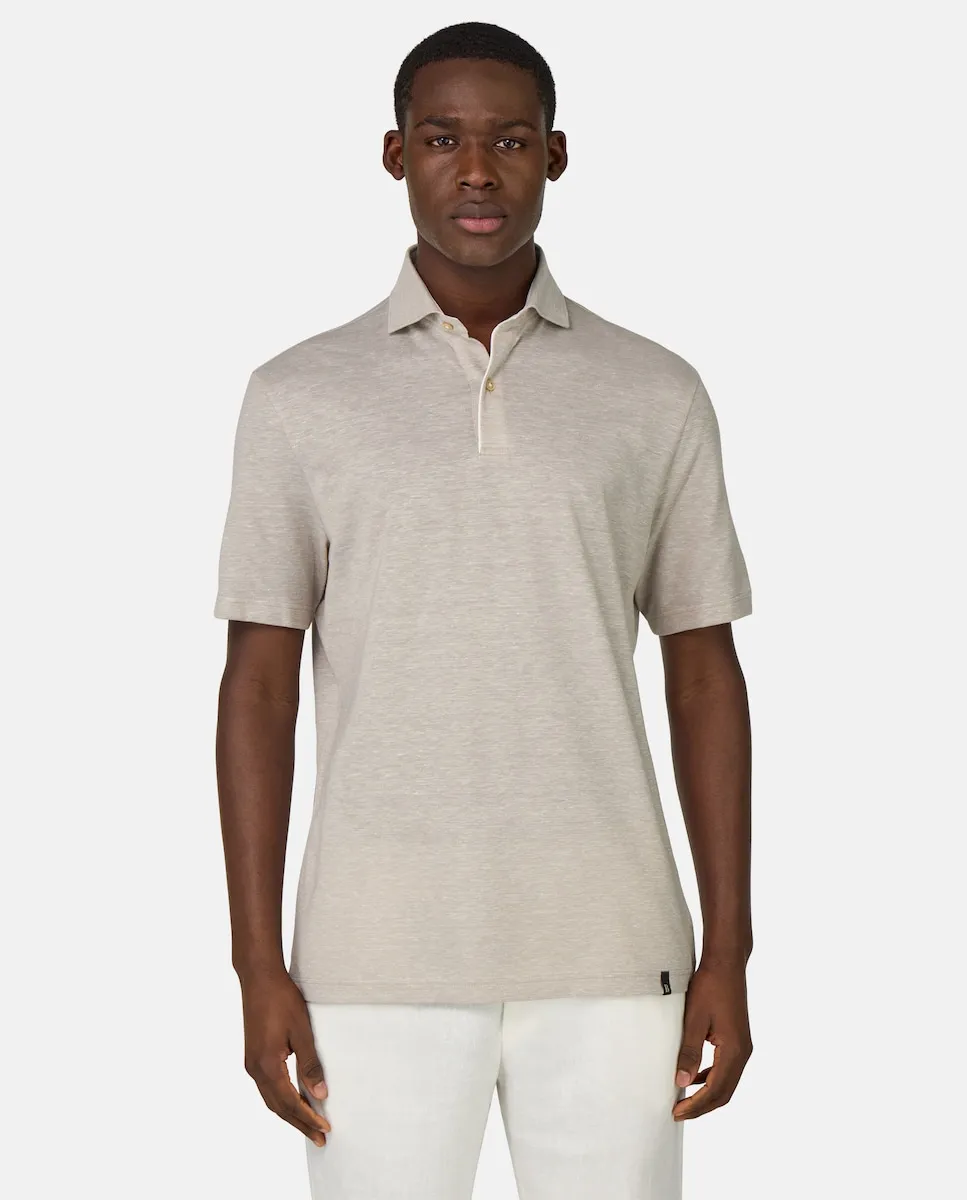 Мужская поло из хлопкового льняного пике Boggi Milano, кремовый 
Мужская поло из хлопкового льняного пике Boggi Milano, кремовый