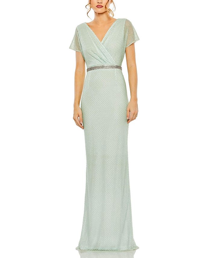 Платье с короткими рукавами и V-образным вырезом, расшитое бисером Mac Duggal, зеленый
Платье с короткими рукавами и V-образным вырезом, расшитое бисером Mac Duggal, зеленый