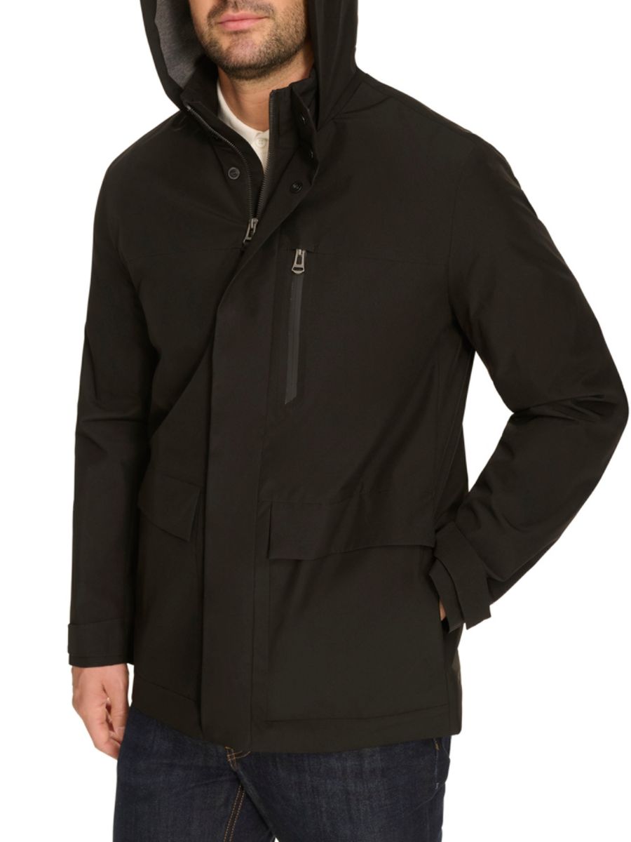 Мягкая ветровка с капюшоном от дождя Cole Haan, черный
Мягкая ветровка с капюшоном от дождя Cole Haan, черный
