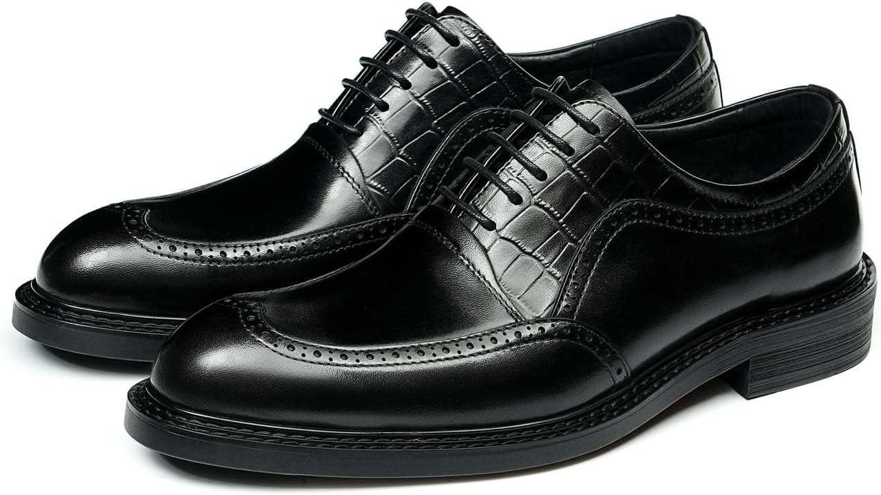 Мужские туфли с крыльями Santimon Wingtip Brogue Oxfords- формальные кожаные дерби на шнуровке с тиснением под крокодила, комфортные, для бизнеса и свадьбы, черный
Мужские туфли с крыльями Santimon Wingtip Brogue Oxfords- формальные кожаные дерби на шнуровке с тиснением под крокодила, комфортные, для бизнеса и свадьбы, черный