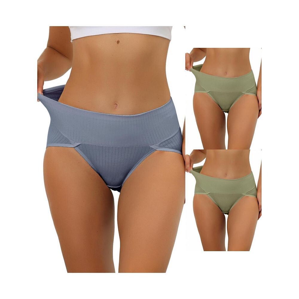 3 упаковки женского нижнего белья в рубчик с завышенной талией и контролем живота, доступны в размерах больших размеров/разных цветах ALLEGRA K, цвет Pea Green Blue 
3 упаковки женского нижнего белья в рубчик с завышенной талией и контролем живота, доступны в размерах больших размеров/разных цветах ALLEGRA K, цвет Pea Green Blue