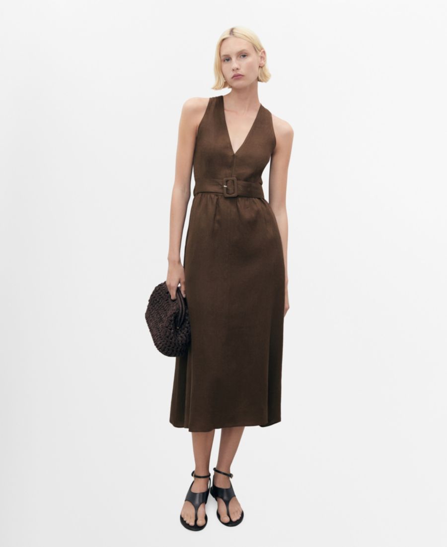 Женское льняное платье с поясом MANGO, Brown
Женское льняное платье с поясом MANGO, Brown