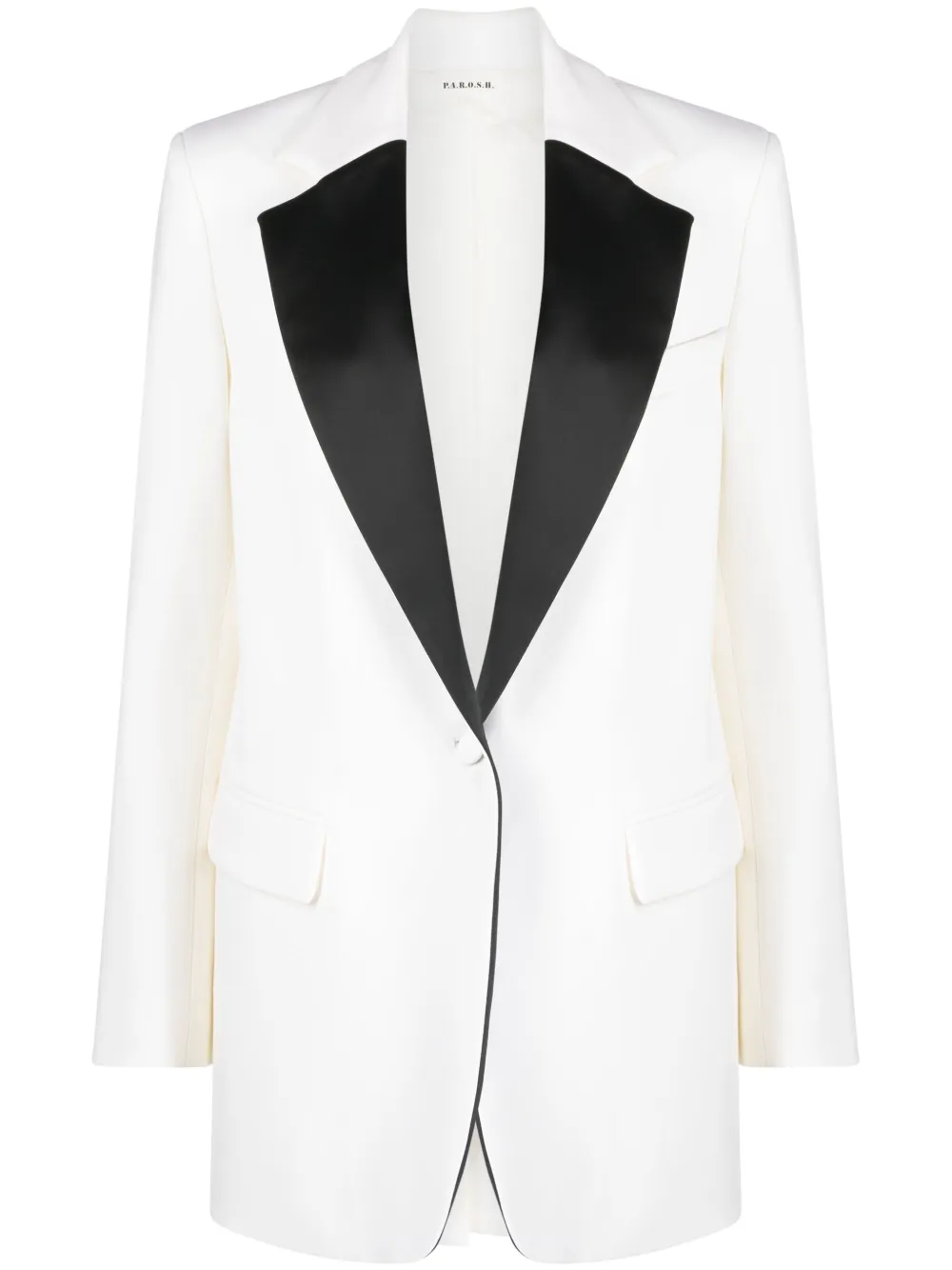 Блейзер из вирджинской шерсти с атласной отделкой P.A.R.O.S.H., белый
Блейзер из вирджинской шерсти с атласной отделкой P.A.R.O.S.H., белый
