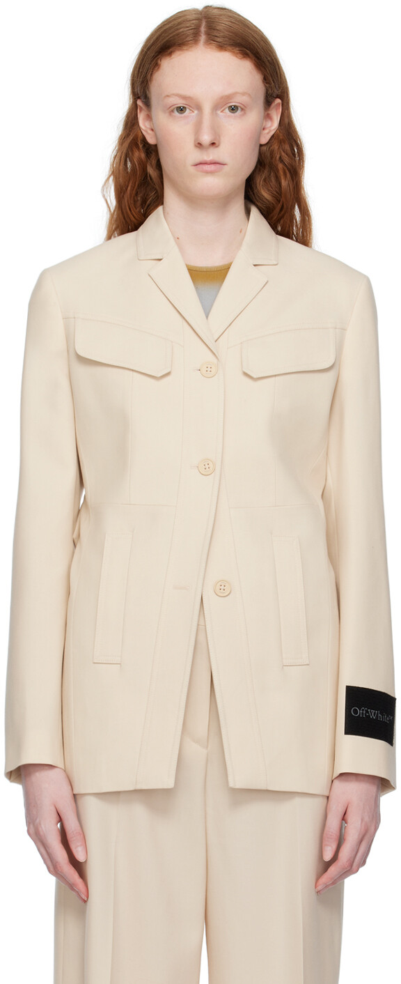 Бежевый пиджак с зубцами Off-White 
Бежевый пиджак с зубцами Off-White