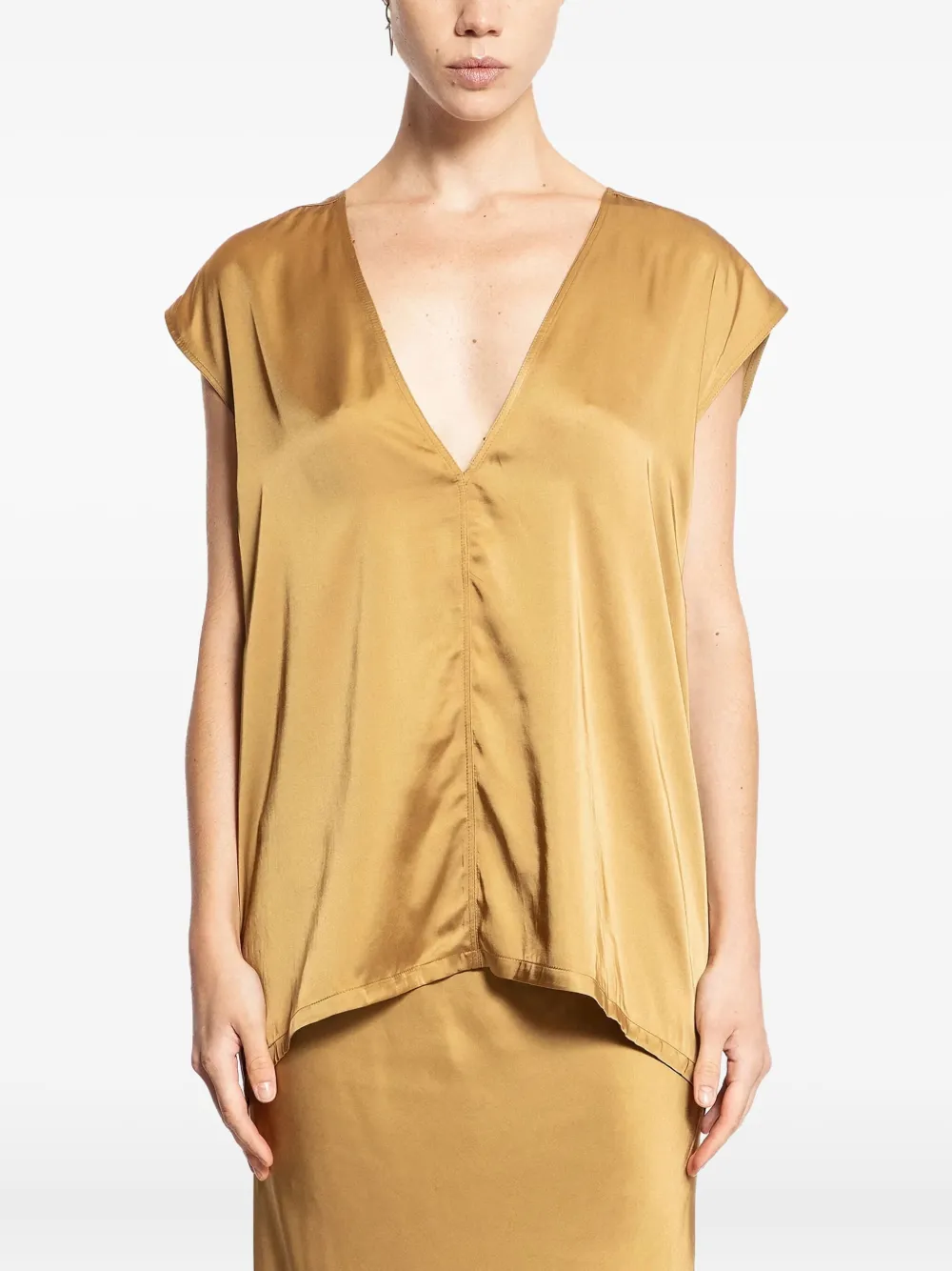 Топ Porterville Dylan с V-образным вырезом Rick Owens, золотистый
Топ Porterville Dylan с V-образным вырезом Rick Owens, золотистый