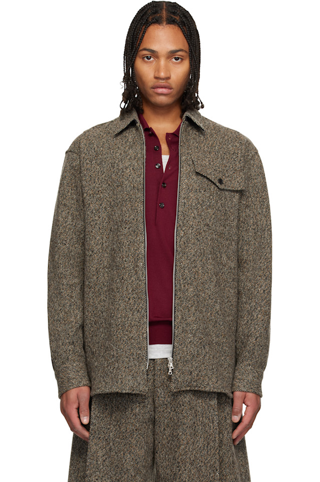 Dries Van Noten Бежевая твидовая рубашка на молнии
Dries Van Noten Бежевая твидовая рубашка на молнии