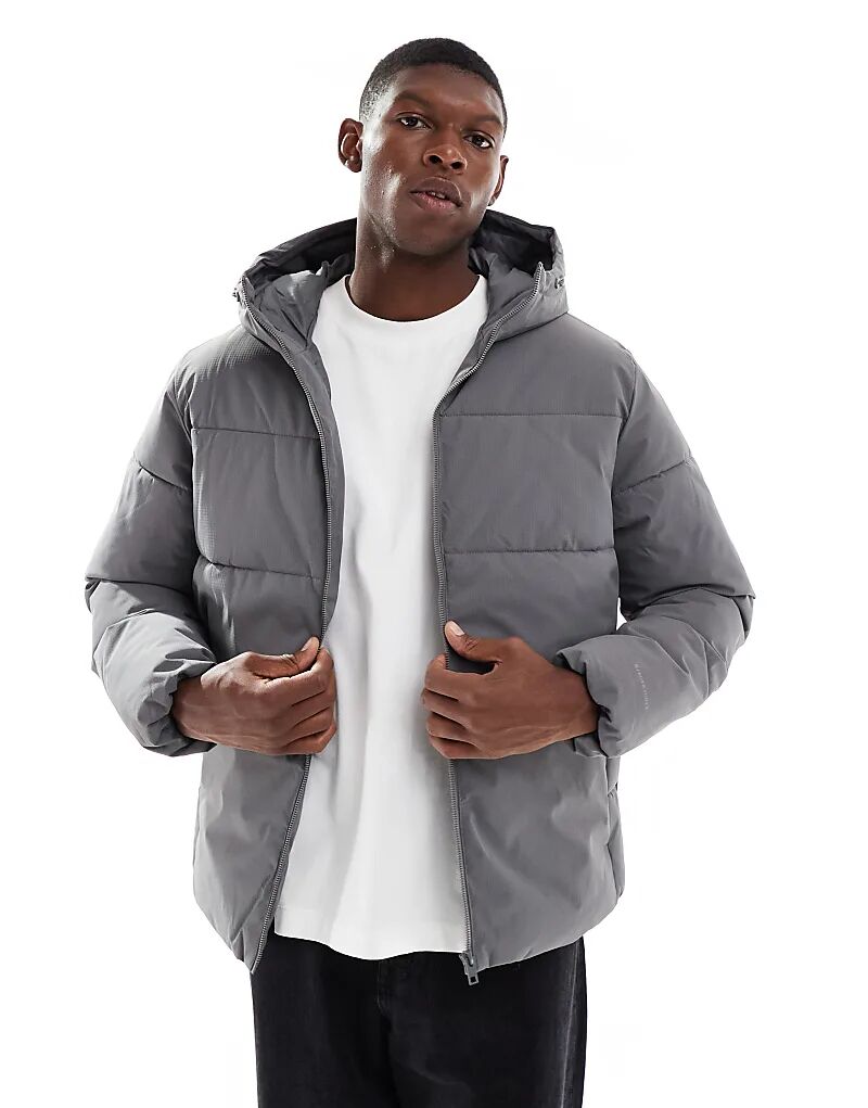 Куртка-пуховик Jack & Jones с капюшоном серого цвета
Куртка-пуховик Jack & Jones с капюшоном серого цвета