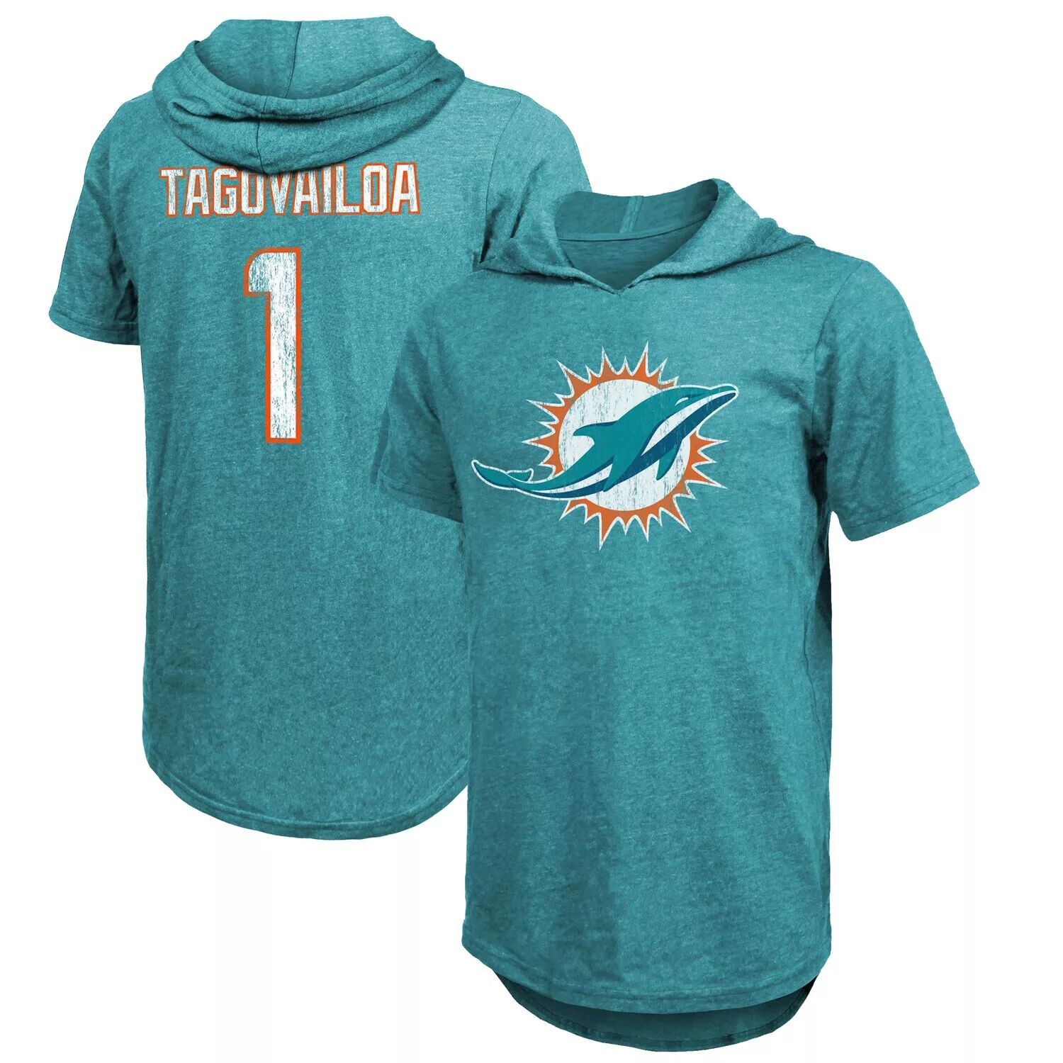 Мужская футболка Fanatics с фирменным логотипом Tua Tagovailoa Aqua Miami Dolphins, имя и номер игрока, футболка с капюшоном из трех смесей
Мужская футболка Fanatics с фирменным логотипом Tua Tagovailoa Aqua Miami Dolphins, имя и номер игрока, футболка с капюшоном из трех смесей