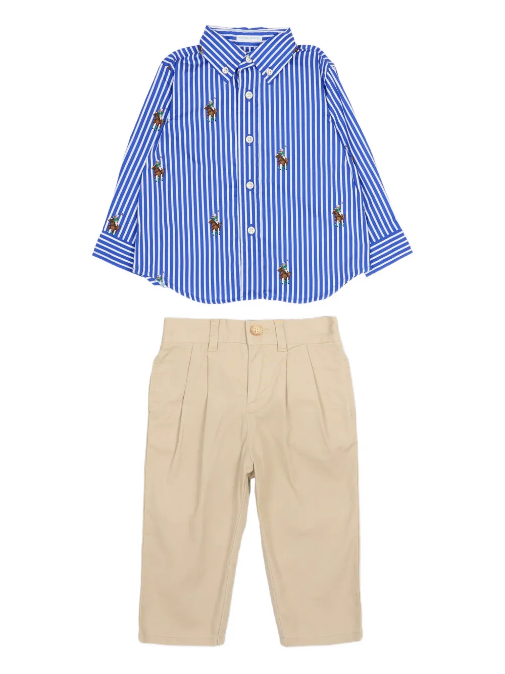 Комплект с брюками с вышивкой и полосатым узором Polo Ralph Lauren Kids, синий
Комплект с брюками с вышивкой и полосатым узором Polo Ralph Lauren Kids, синий