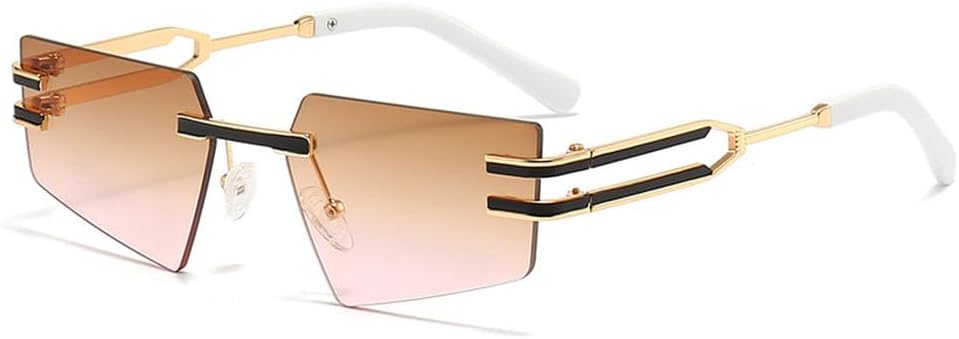 Ретро-солнцезащитные очки без оправы для женщин и мужчин в стиле панк с металлическим покрытием, женские очки без оправы с защитой от УФ-излучения UV400, модные очки TKKTLLT, Gold-brownpink
Ретро-солнцезащитные очки без оправы для женщин и мужчин в стиле панк с металлическим покрытием, женские очки без оправы с защитой от УФ-излучения UV400, модные очки TKKTLLT, Gold-brownpink