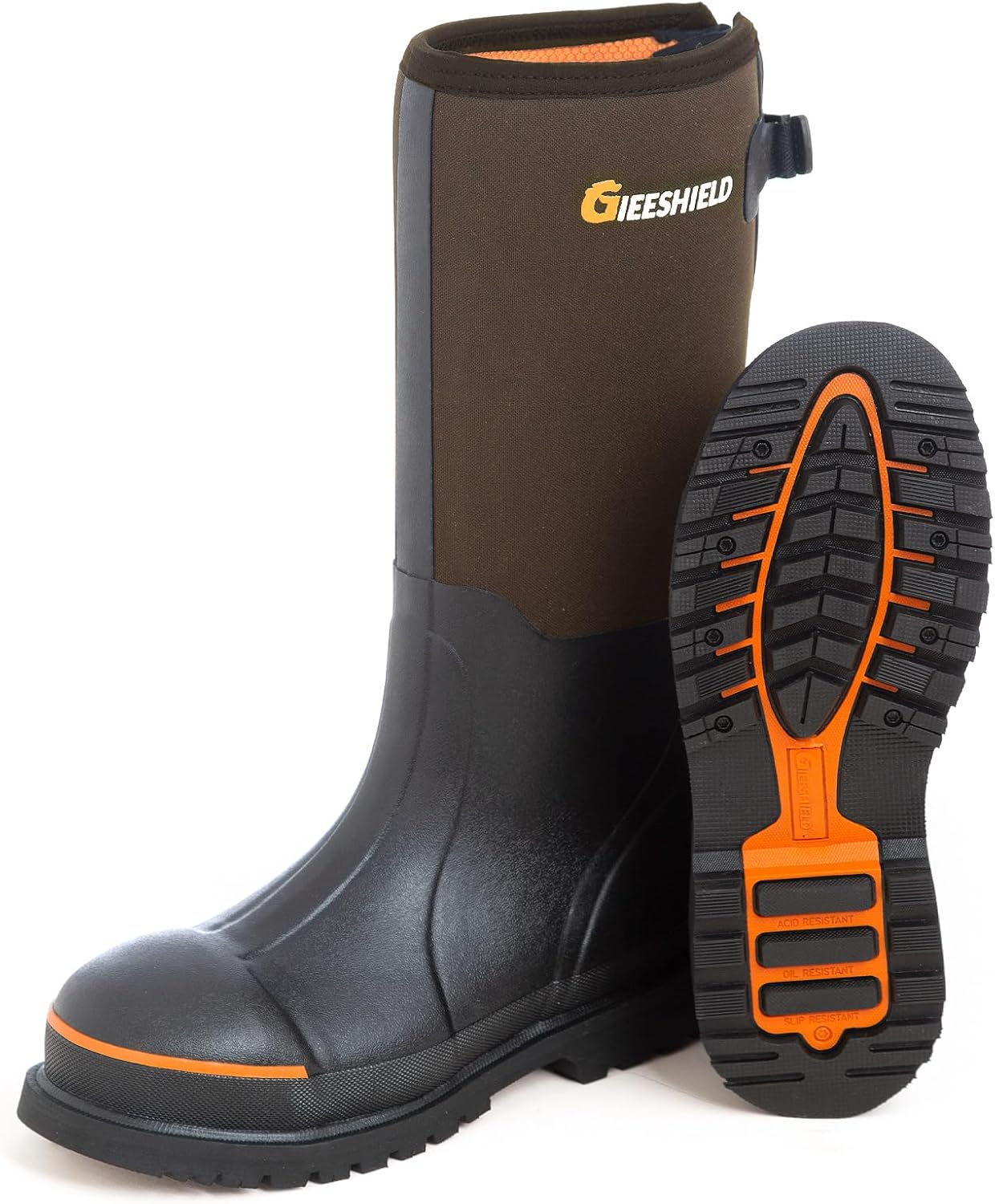 Мужские резиновые ботинки GIEESHIELD с стальным носком и ребром жесткости, водонепроницаемые и противоскользящие, с 6 мм неопреном, прочные коричневые резиновые ботинки для строительства, сельского хозяйства и производства, размеры 7-14
Мужские резиновые ботинки GIEESHIELD с стальным носком и ребром жесткости, водонепроницаемые и противоскользящие, с 6 мм неопреном, прочные коричневые резиновые ботинки для строительства, сельского хозяйства и производства, размеры 7-14
