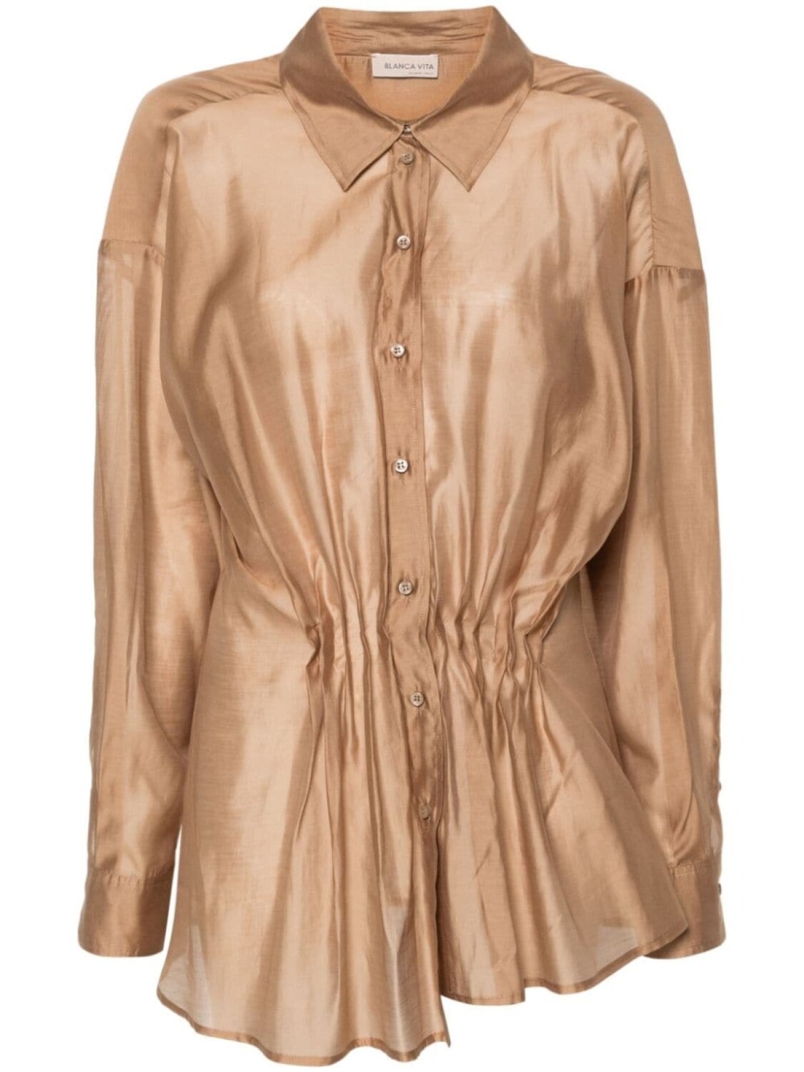 Плиссированная рубашка с раздвинутым воротником Blanca Vita, бежевый
Плиссированная рубашка с раздвинутым воротником Blanca Vita, бежевый