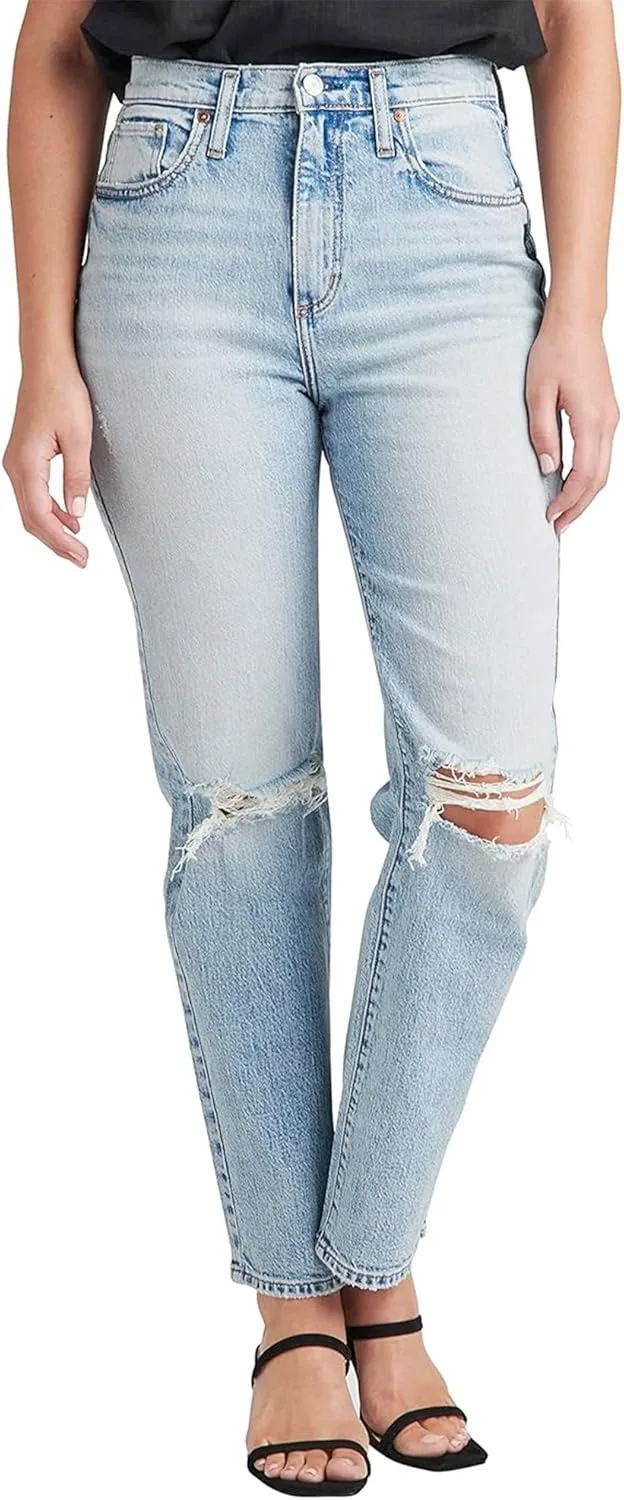 Silver Jeans Co. Женские джинсы с высокой посадкой и прямыми штанинами
Silver Jeans Co. Женские джинсы с высокой посадкой и прямыми штанинами