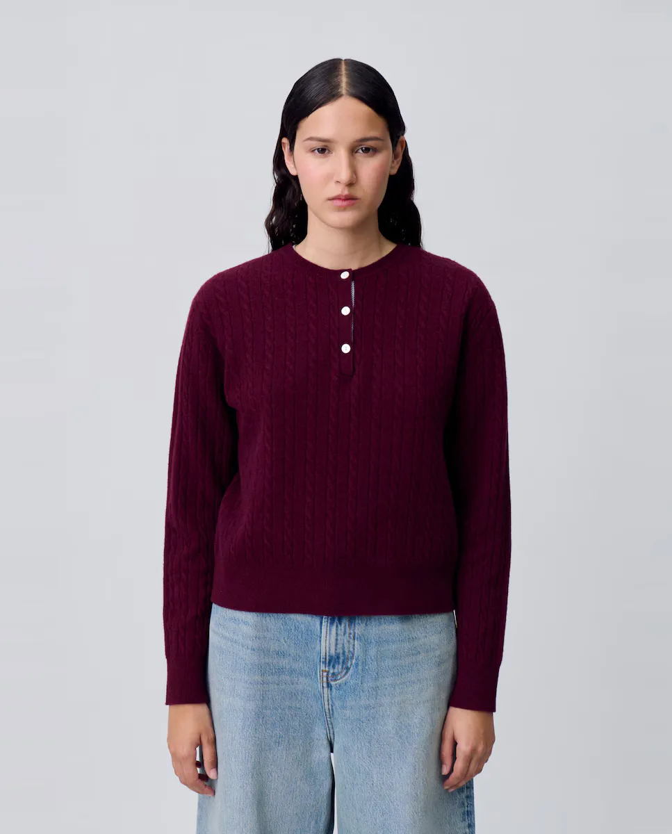 Женский джемпер из вязаного трикотажа с тунисским воротником Claudie Pierlot, красный
Женский джемпер из вязаного трикотажа с тунисским воротником Claudie Pierlot, красный